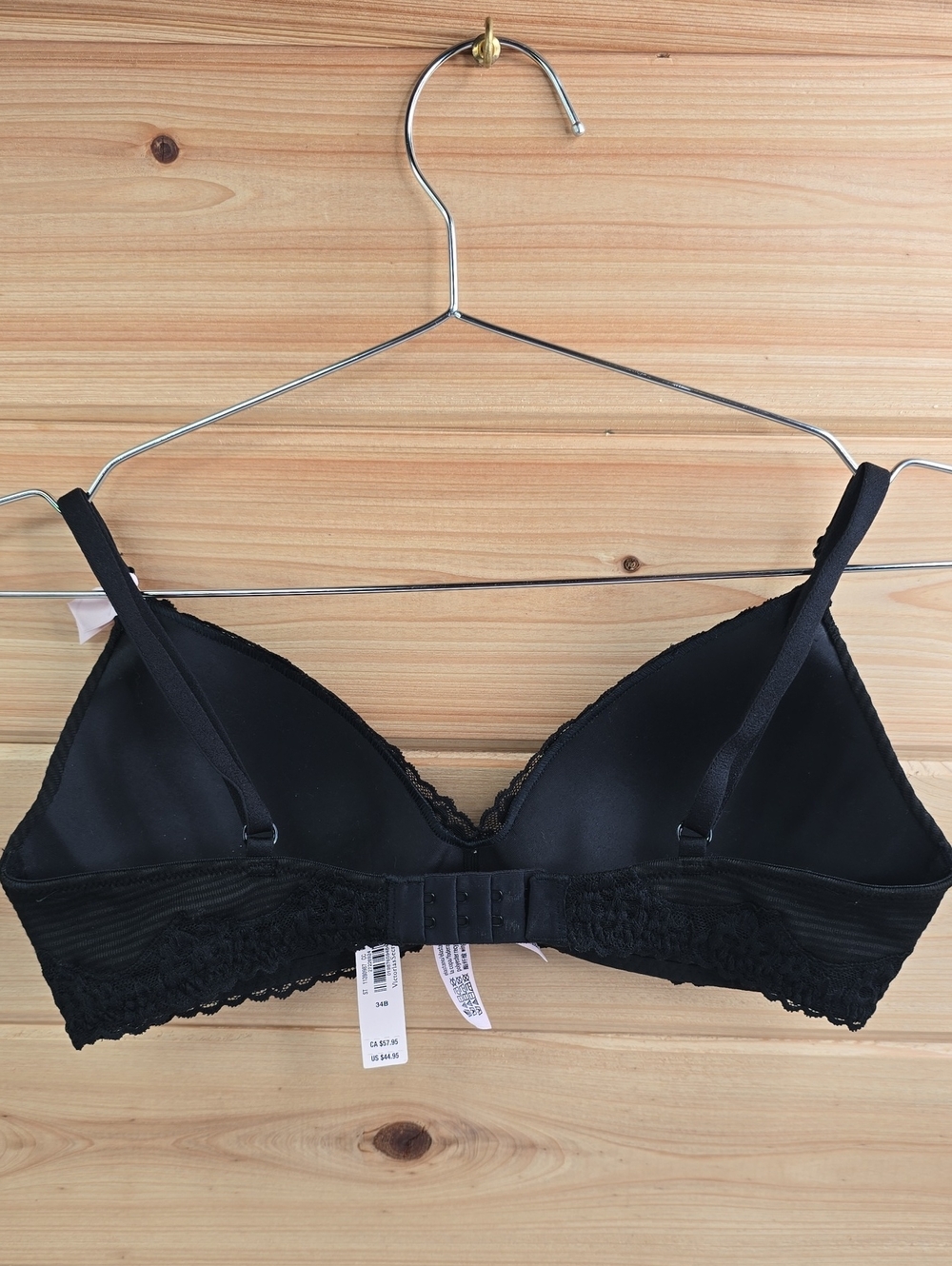 The T-shirt Cotton Shadow Stripe Lace-Trim Lightly Lined Wireless Bra 34B - Picture 4 of 6